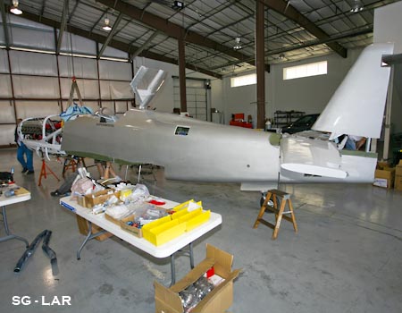 The Galloping Ghost's fuselage coming together